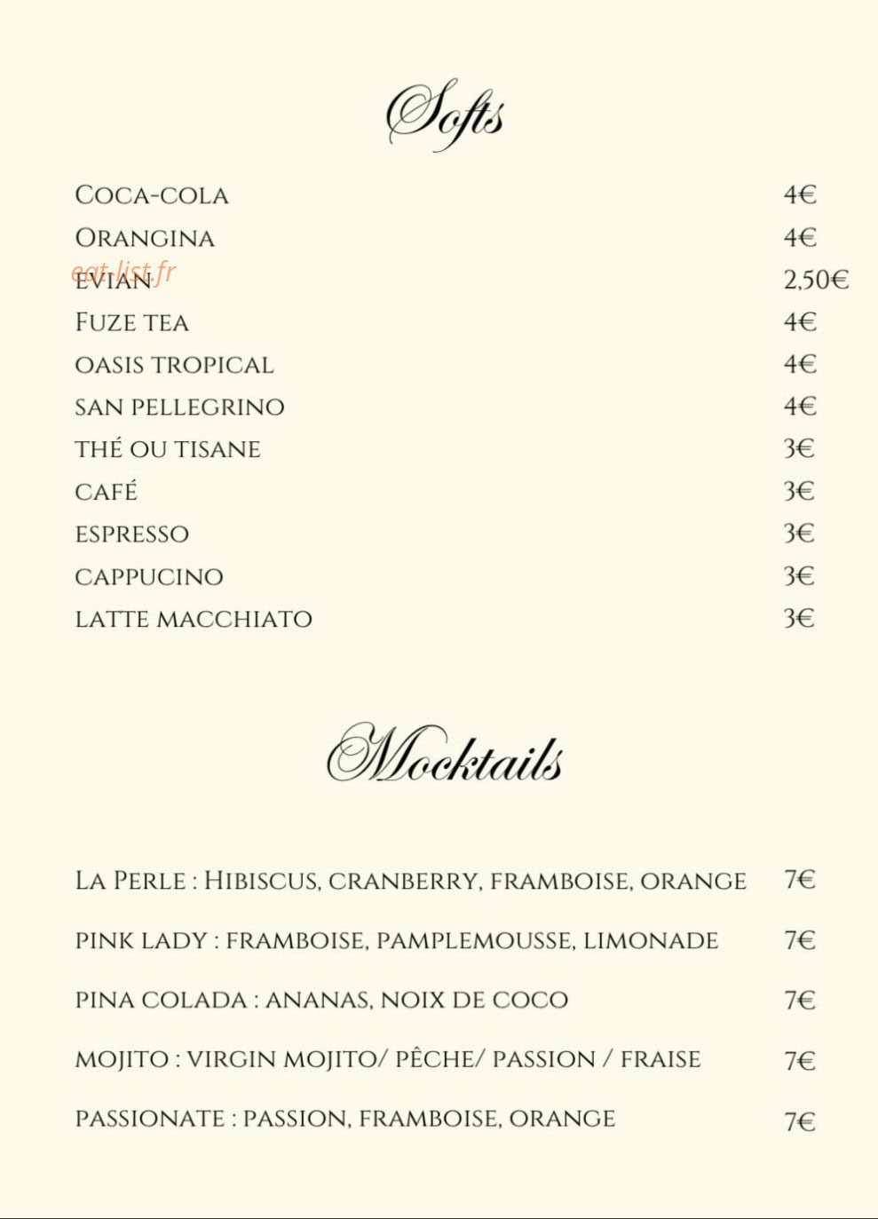 La Perle — carte page 4