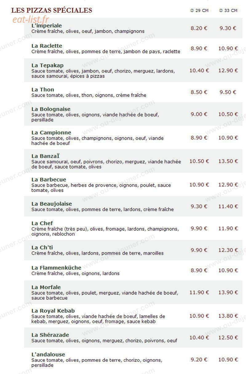 Le Kiosque à Pizzas — carte page 3