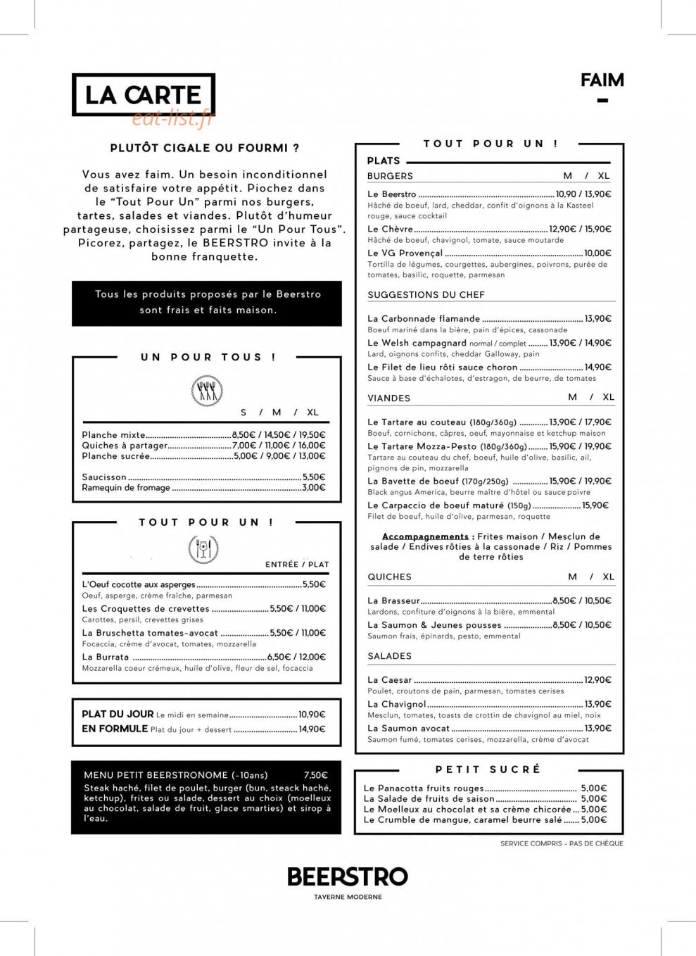 Beerstro — carte page 1