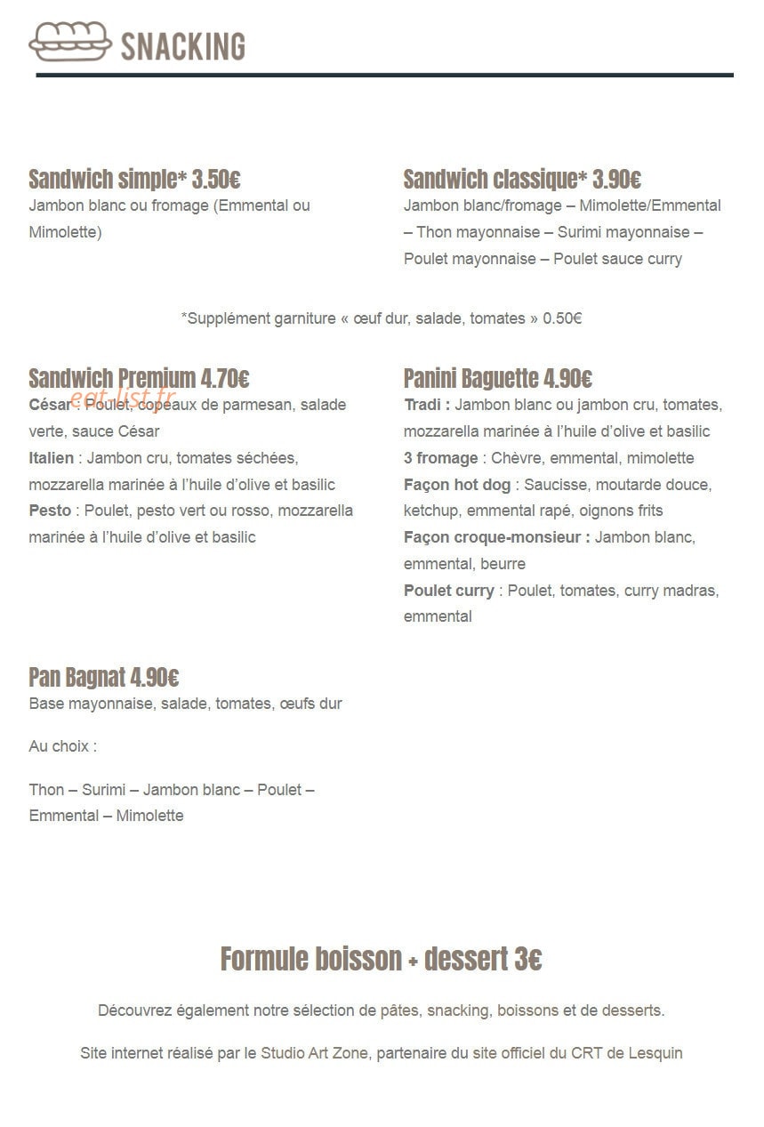 Déjeuner de Saison — carte page 2