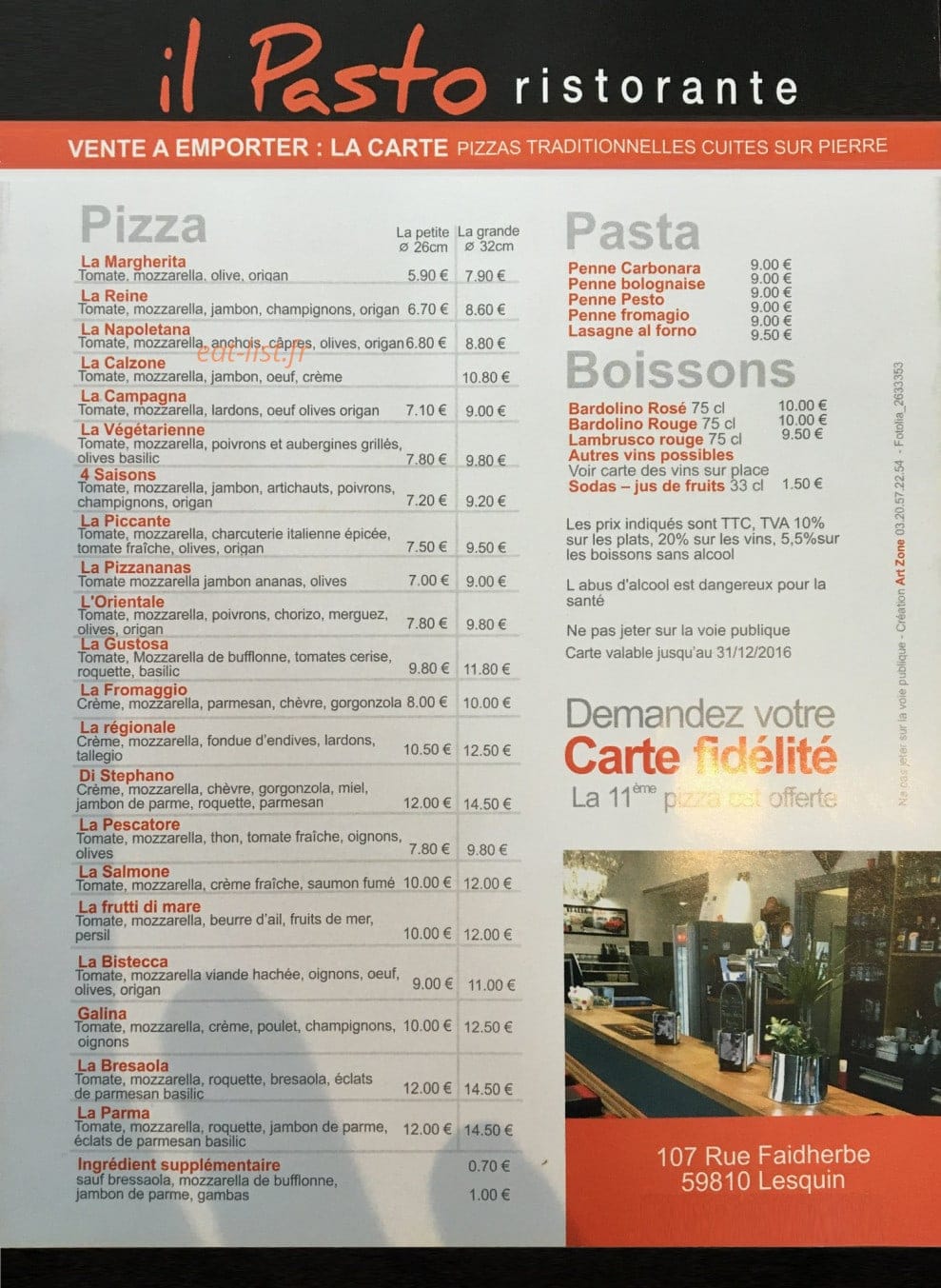 Il Pasto Ristorante — carte page 1