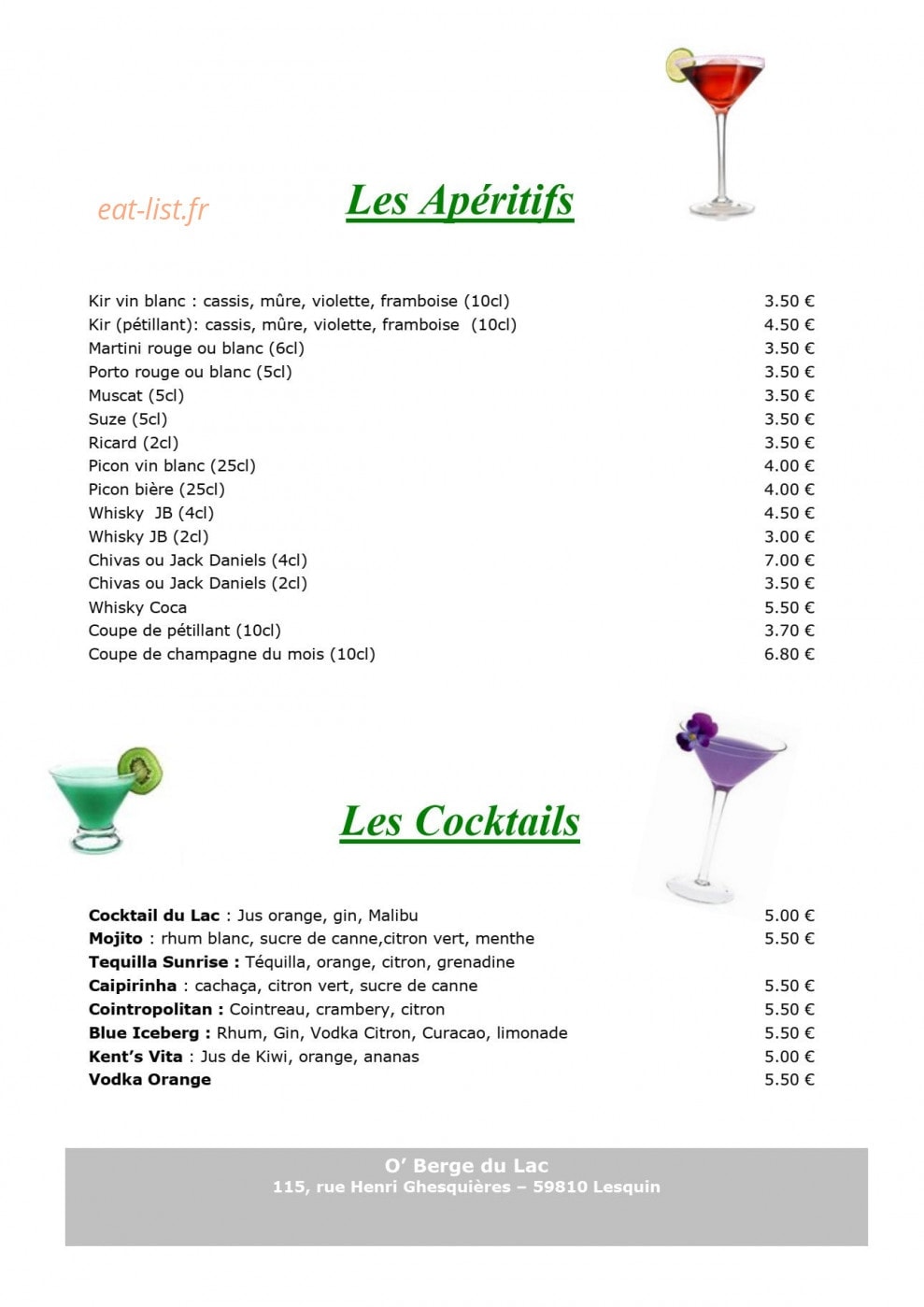 O'berge du lac — carte page 6