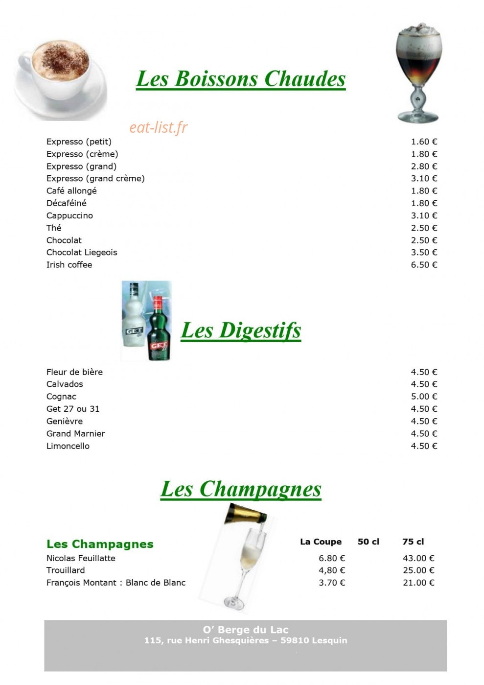 O'berge du lac — carte page 8