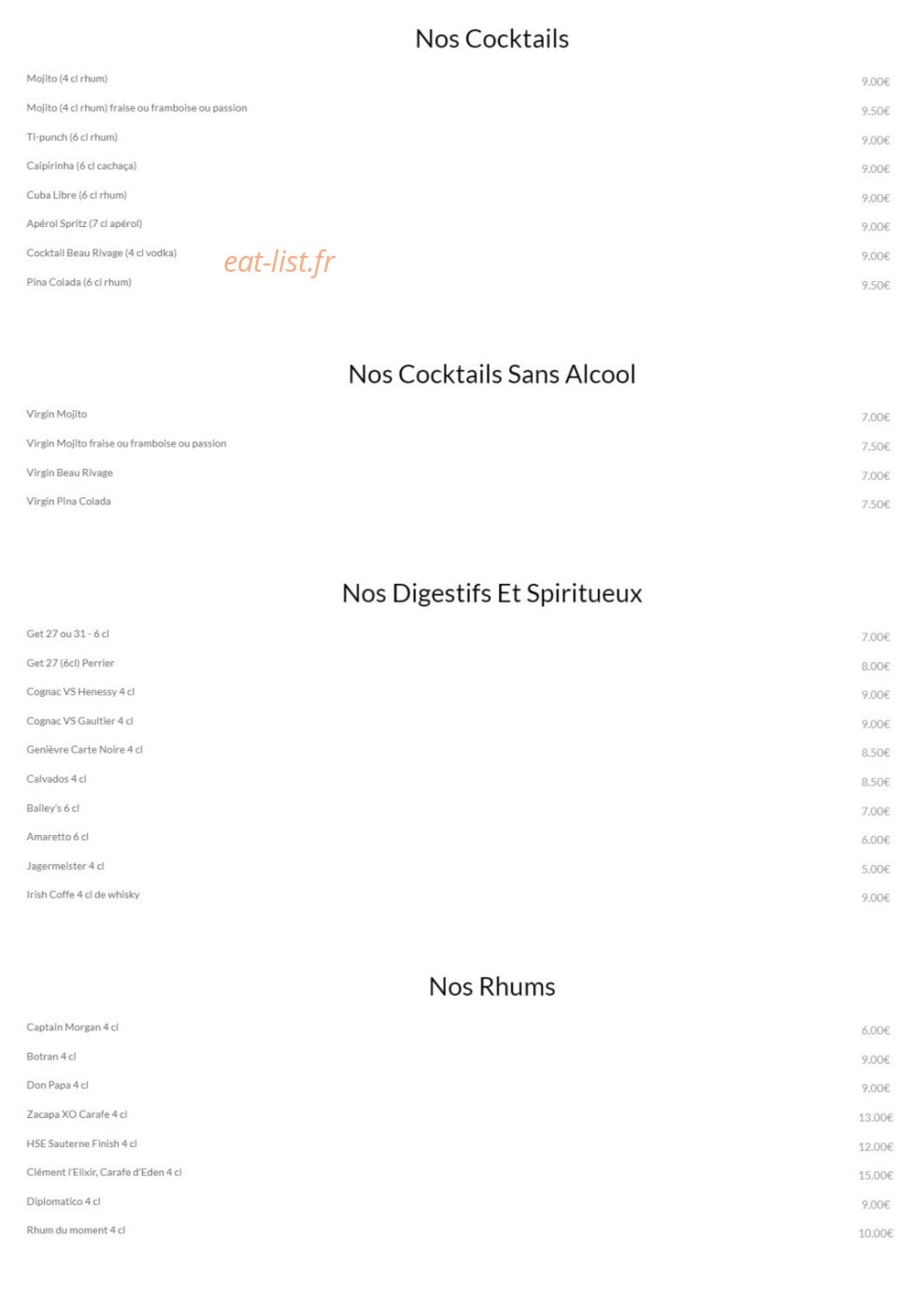 Au Beau Rivage — carte page 3
