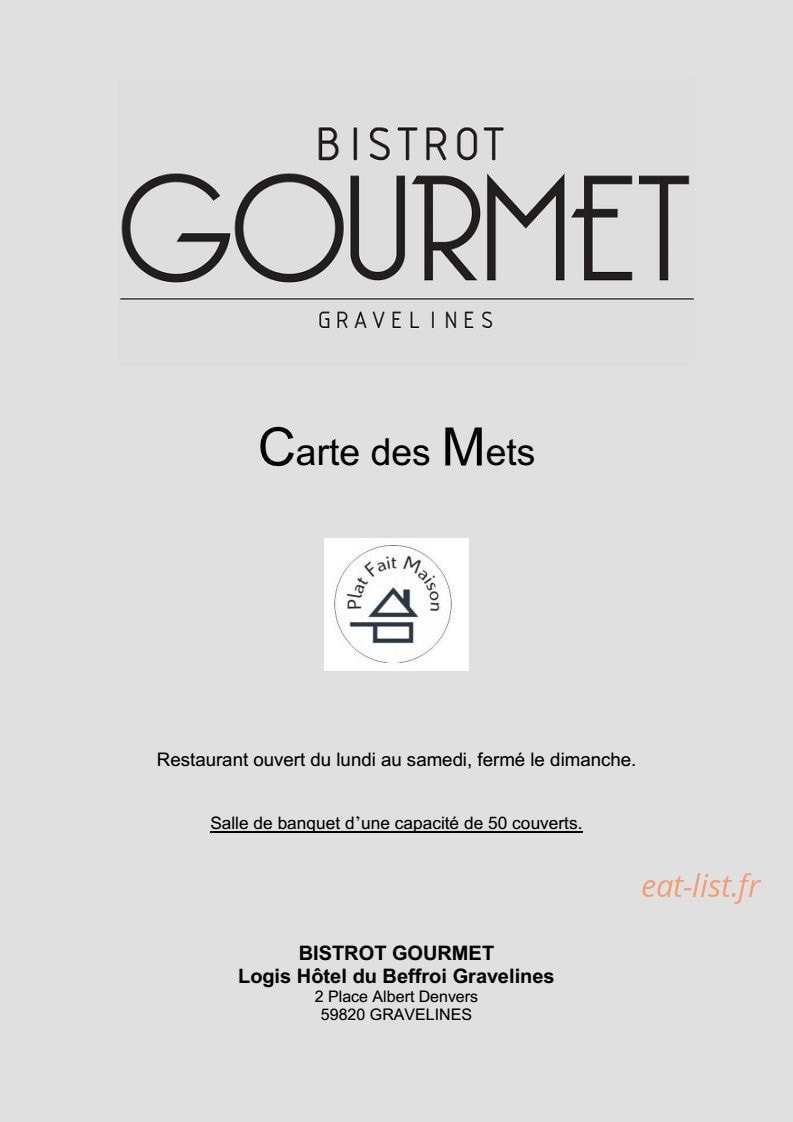 Bistrot Gourmet — carte page 1