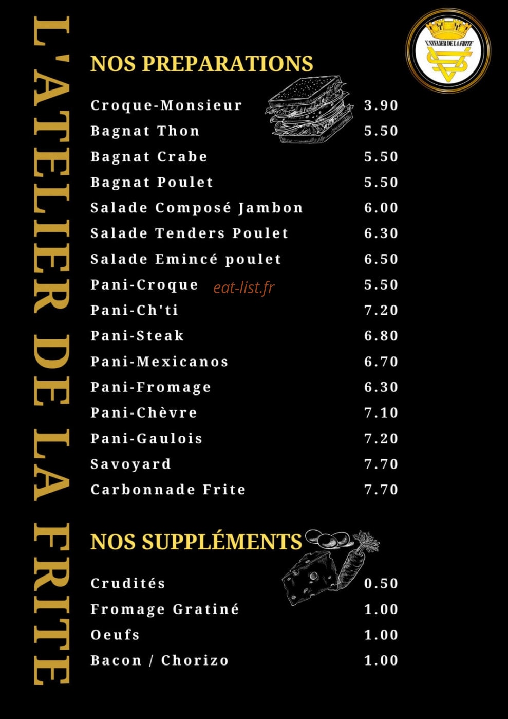 L'atelier de la frite — carte page 6