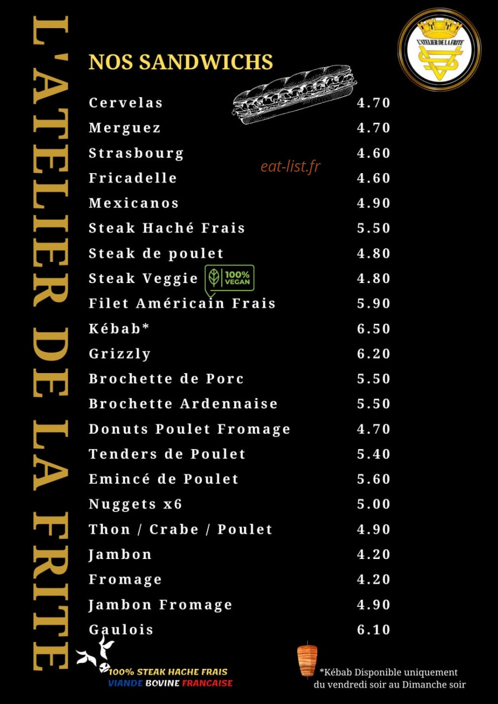 L'atelier de la frite — carte page 3