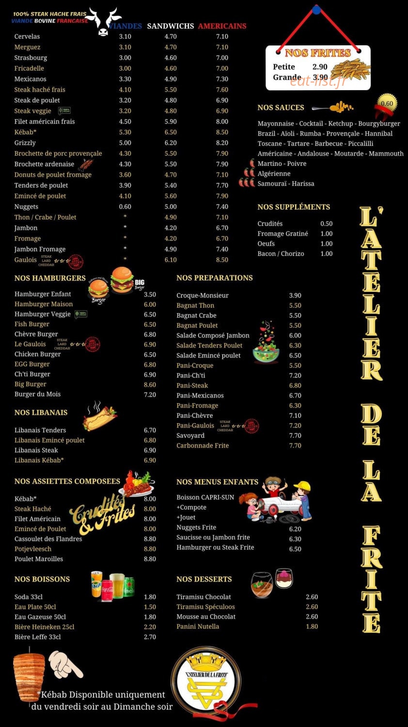 L'atelier de la frite — carte page 1