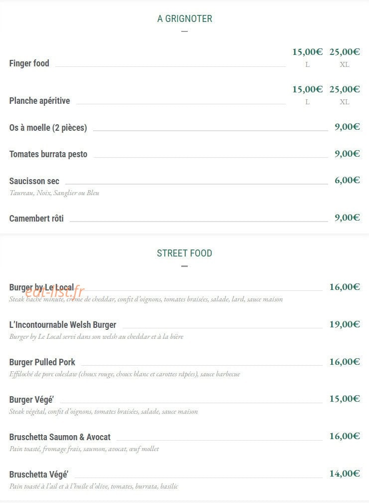 Le Local — carte page 1