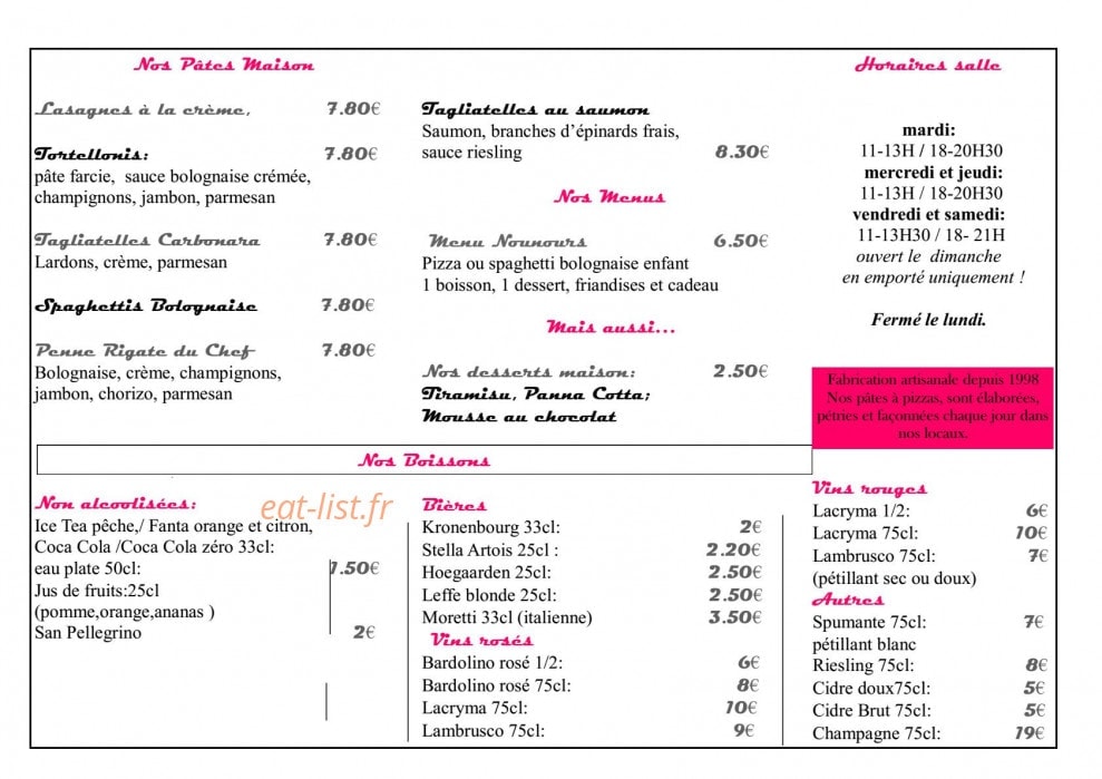 La Main à La Pâte — carte page 2