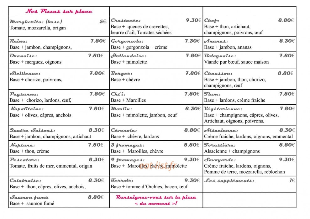 La Main à La Pâte — carte page 1