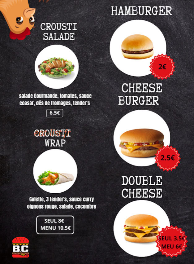 Burger Crousti — carte page 2