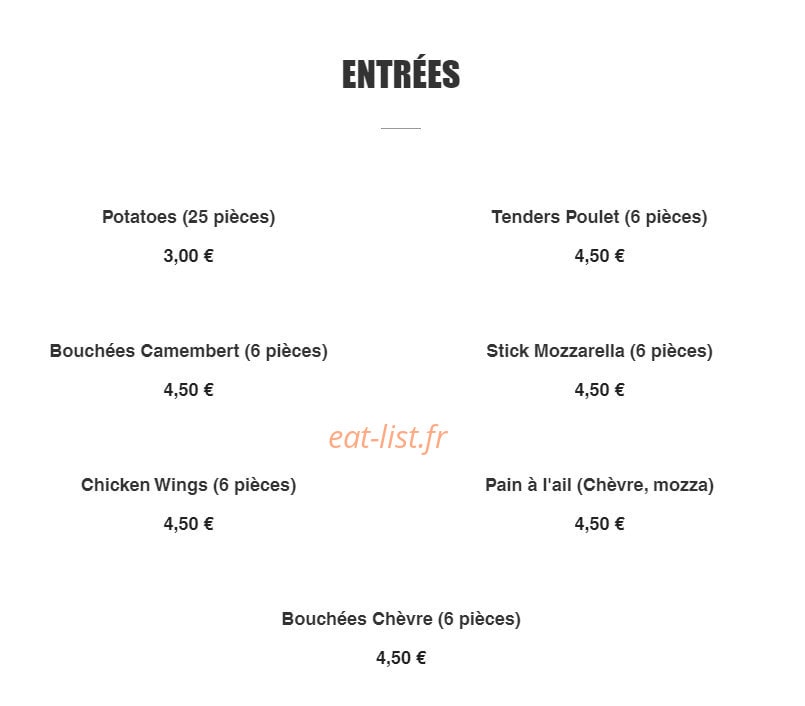 Pizz'eli — carte page 1