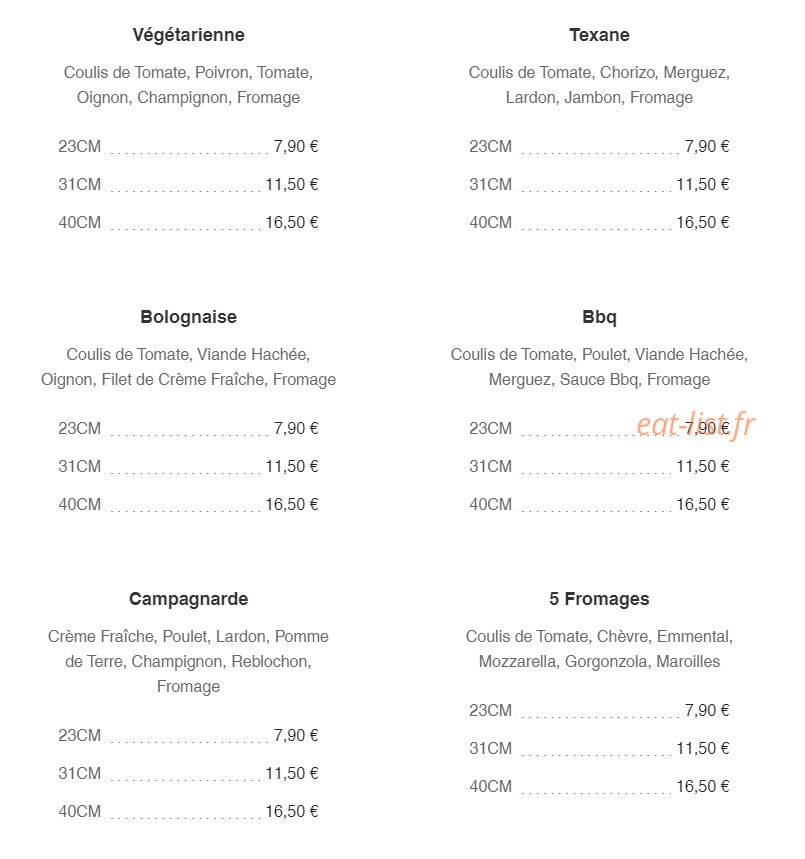Pizz'eli — carte page 5