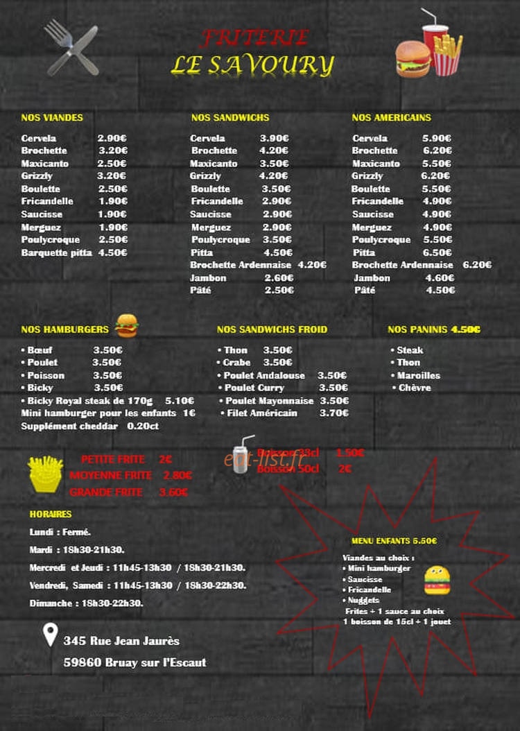 Le Savoury — carte page 1