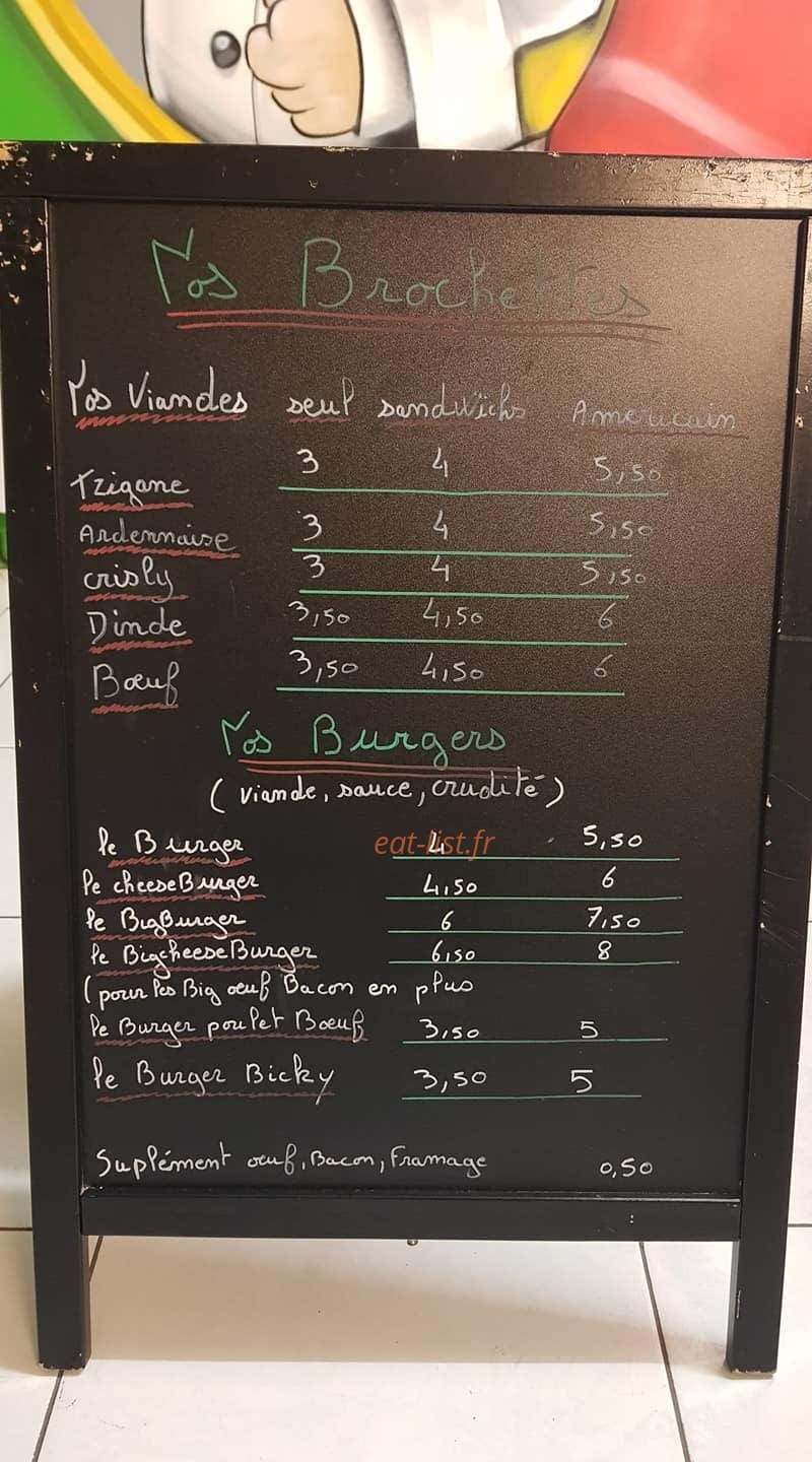 Carte et menu de Pizzeria Tony à Bruay sur l'Escaut — Les brochettes