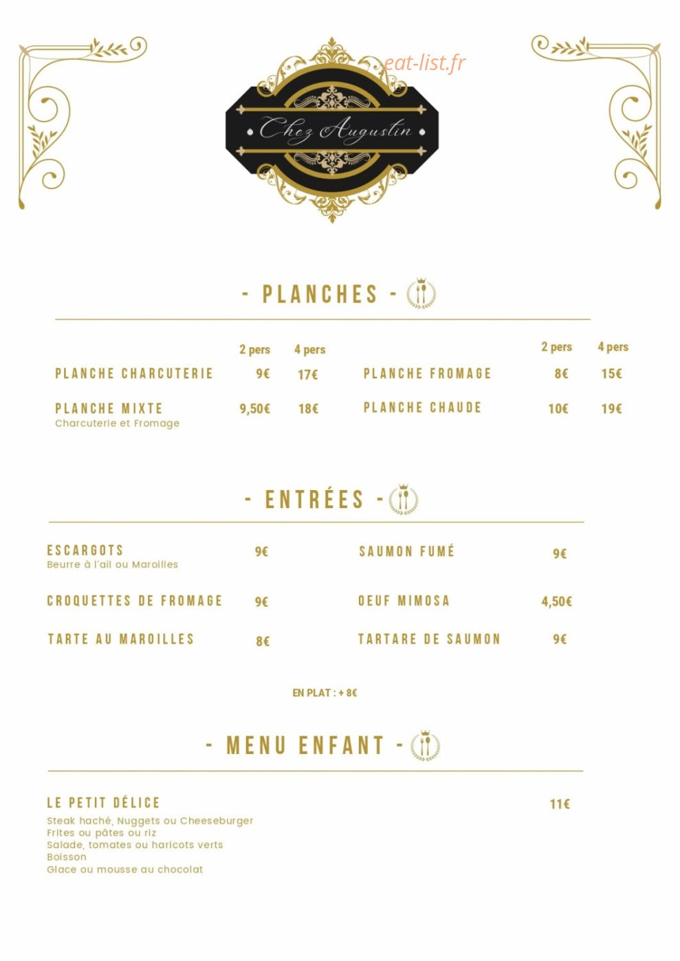 Chez Augustin — carte page 1
