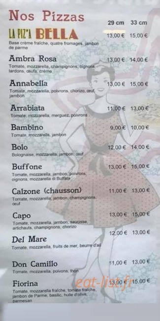 La Piz' A Bella — carte page 1