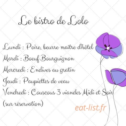Le bistro de Lolo — carte page 1