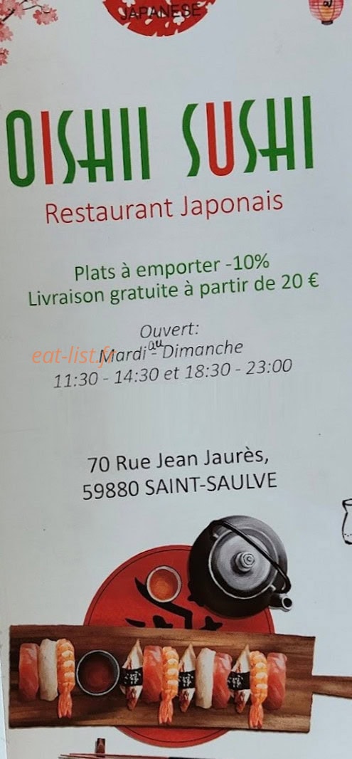 Oishii sushi — carte page 1