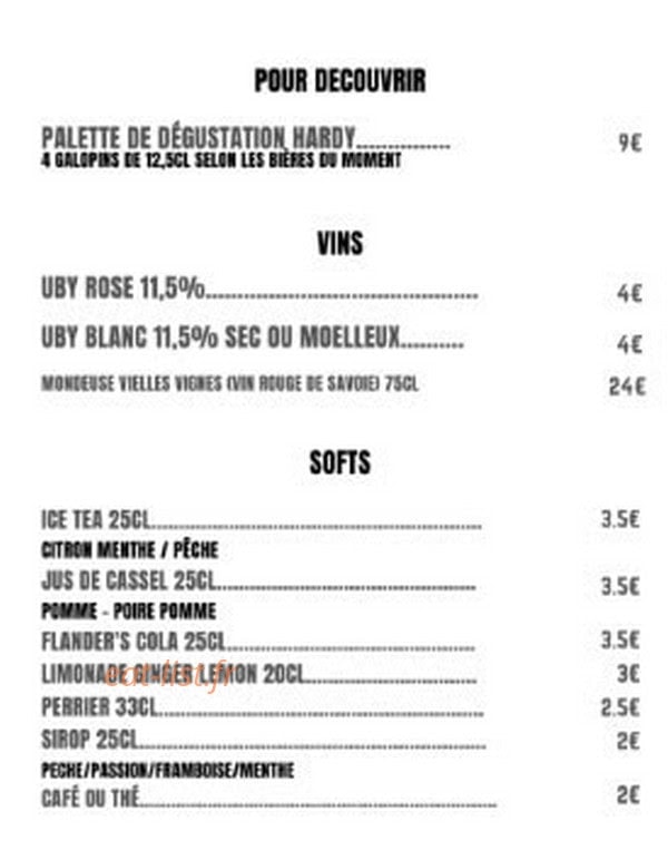 Brasserie Hardy — carte page 2