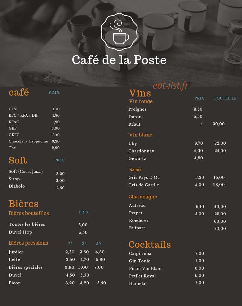 Cafe De La Poste — carte page 4