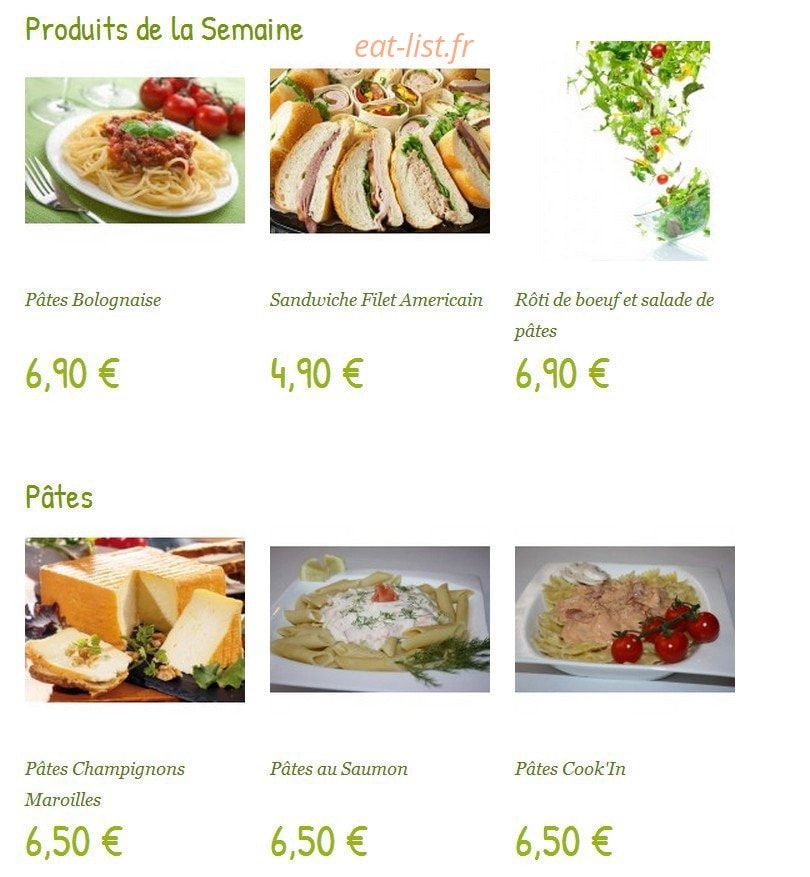 Cook'in — carte page 1