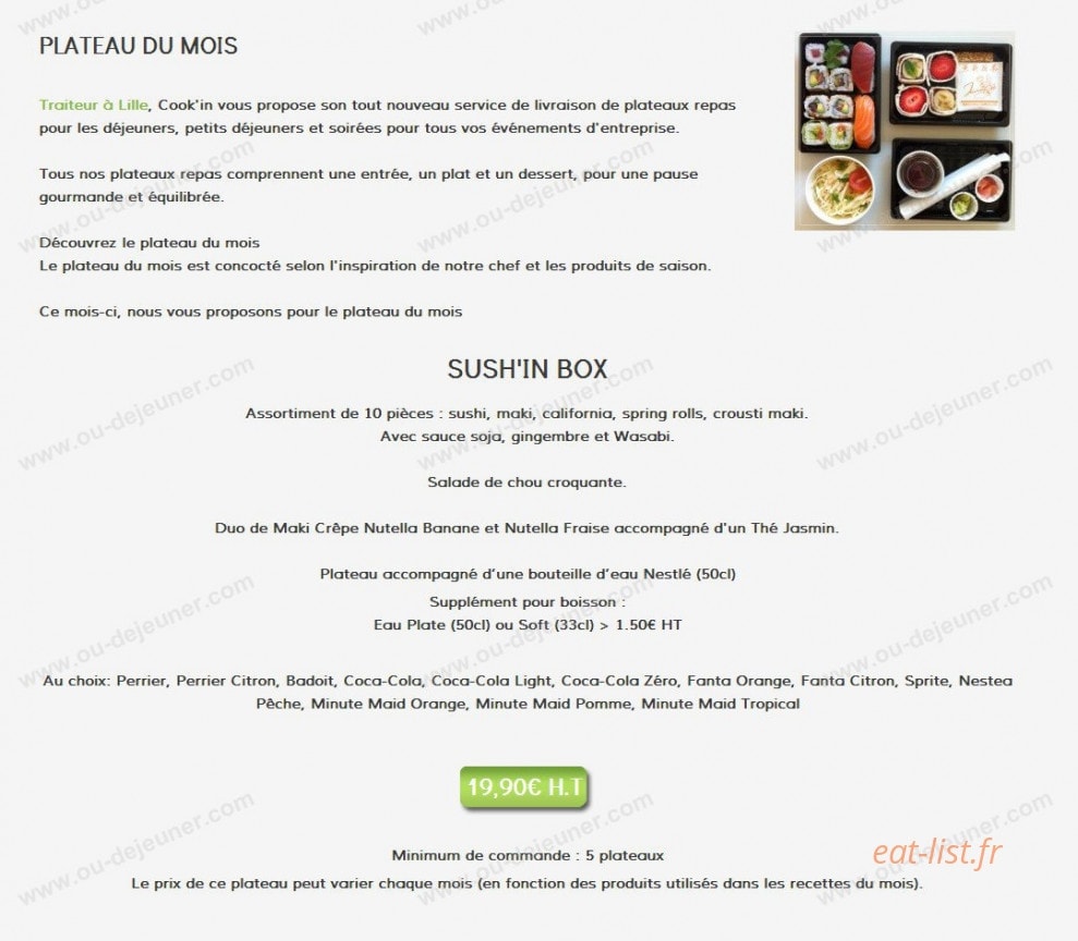 Cook'in — carte page 8