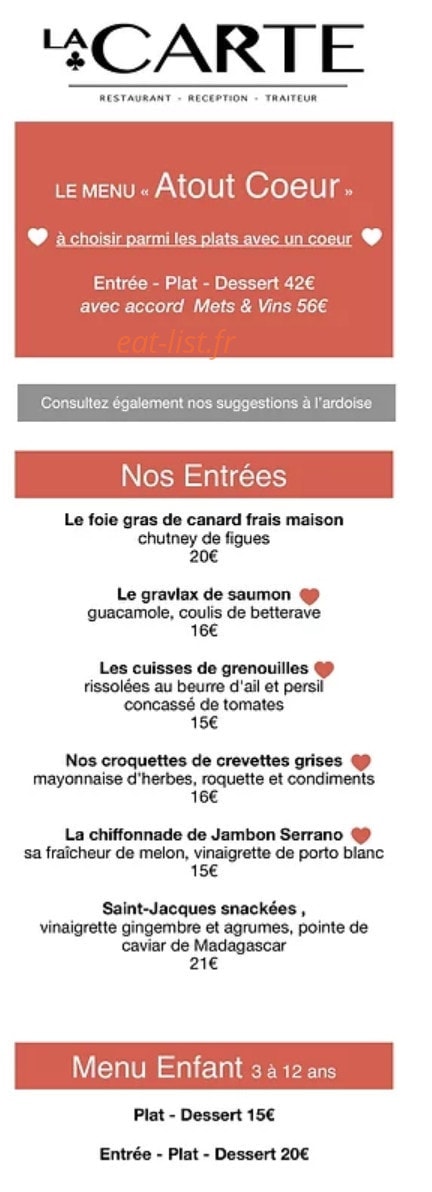 La Carte — carte page 2