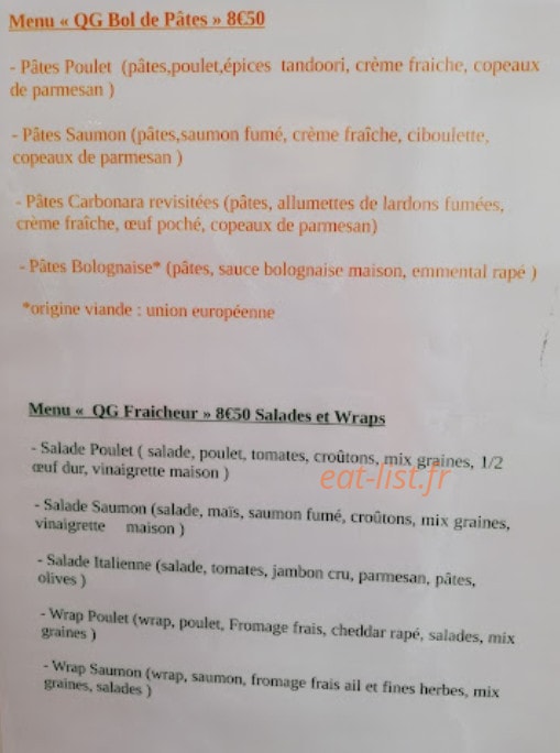 Le QG Gourmand — carte page 2