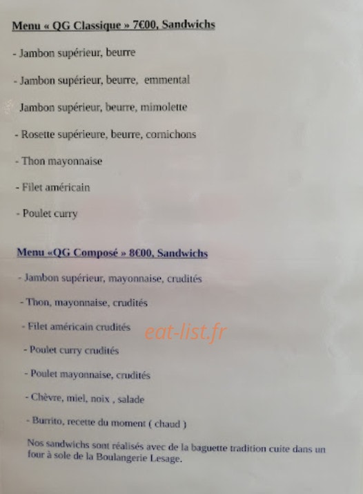 Le QG Gourmand — carte page 3