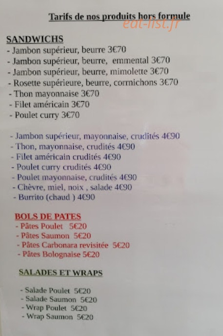 Le QG Gourmand — carte page 1