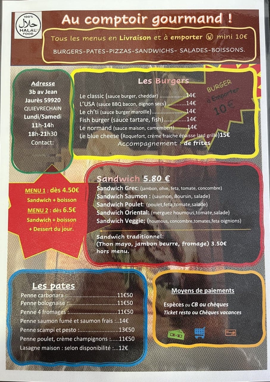 Au comptoir gourmand — carte page 2