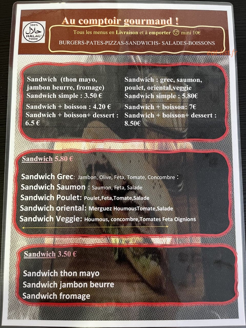 Au comptoir gourmand — carte page 3
