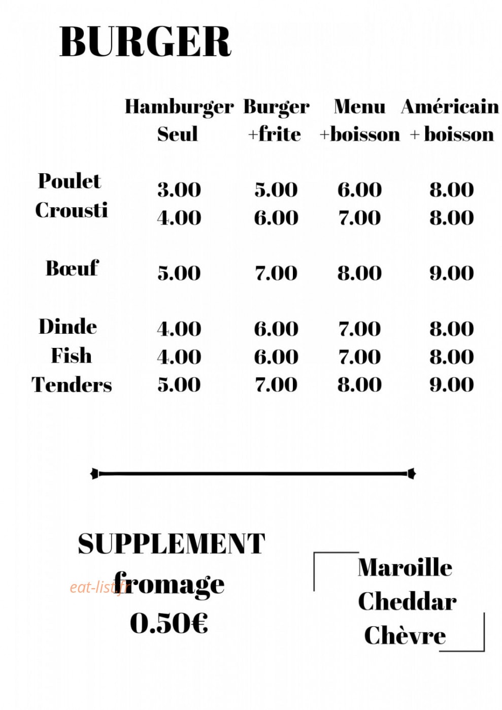 Basic frite — carte page 2