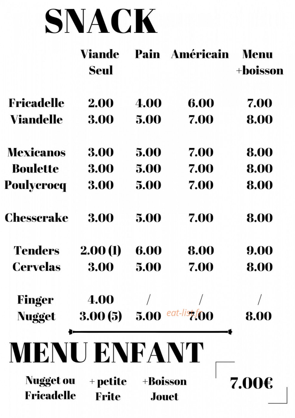 Basic frite — carte page 4