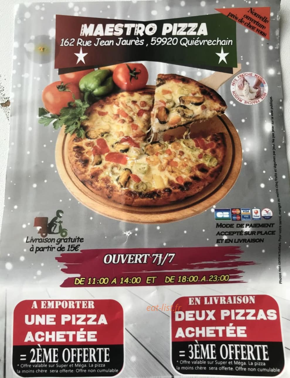 Maestro Pizza — carte page 1