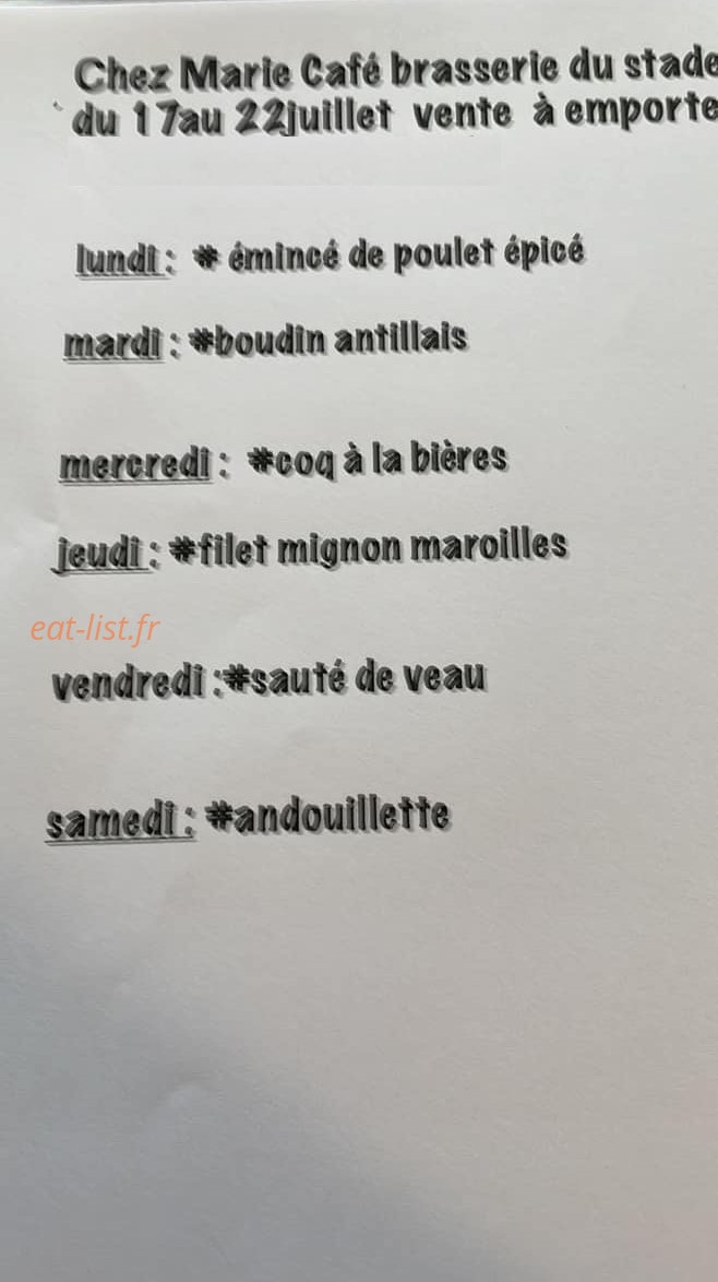 Café du Stade — carte page 1