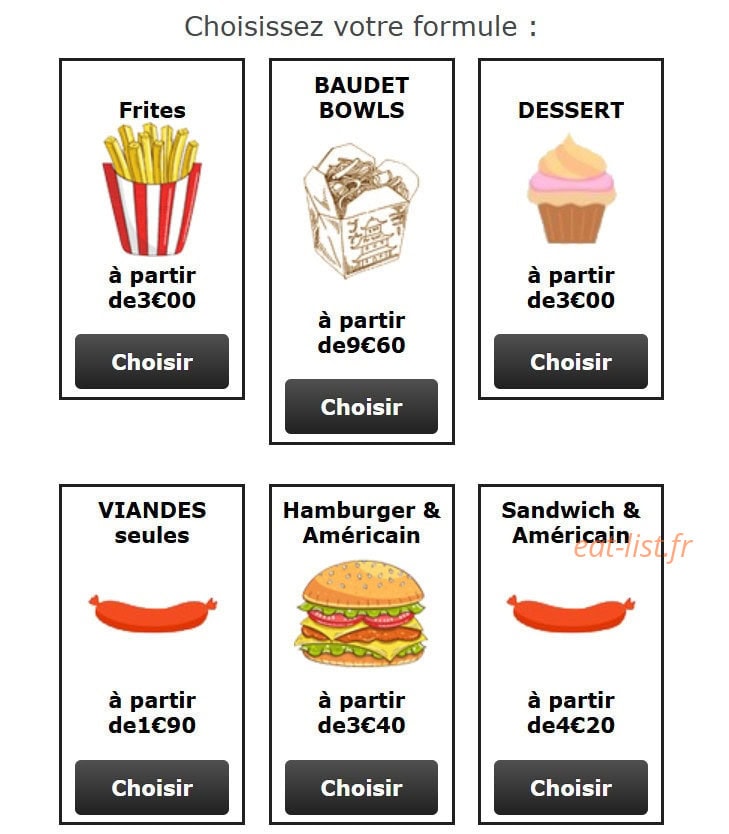 Friterie Estairoise — carte page 1