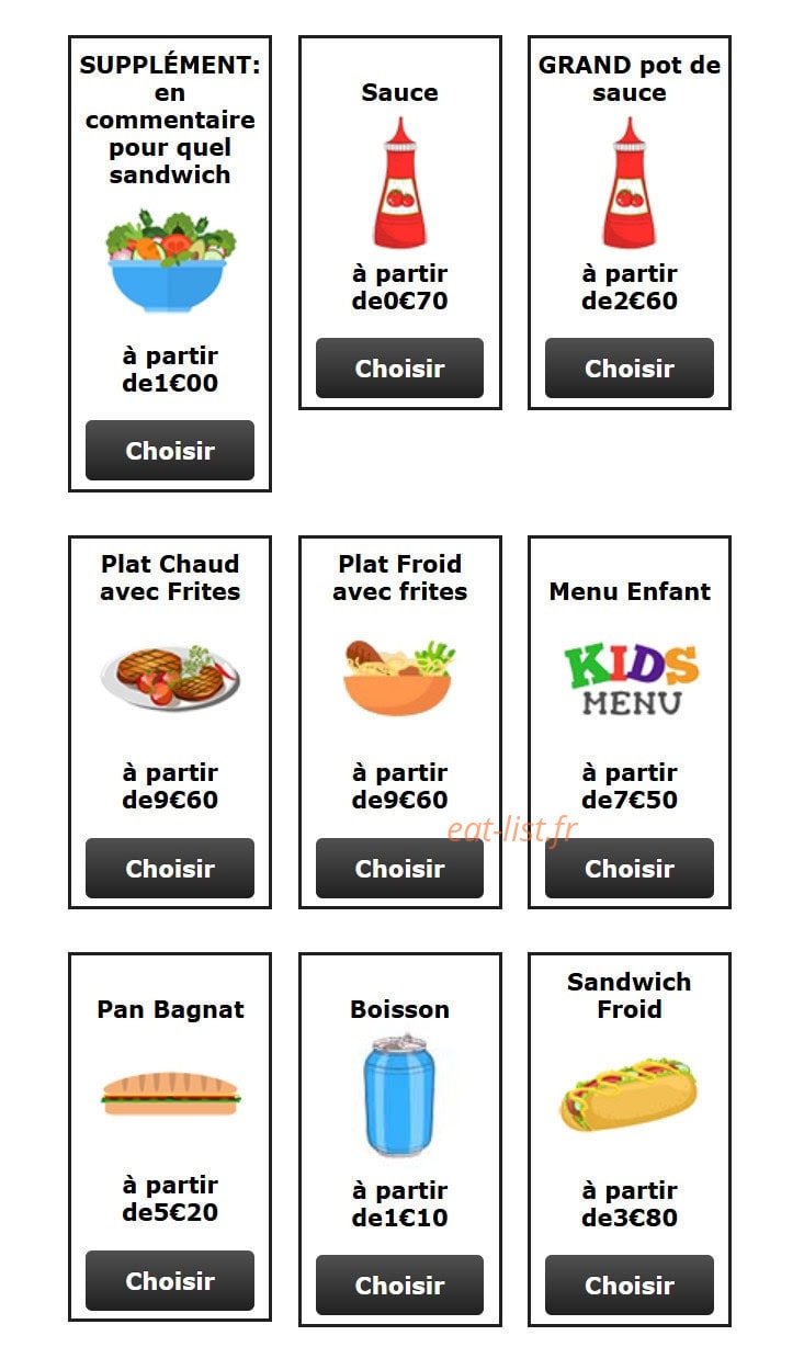 Friterie Estairoise — carte page 2