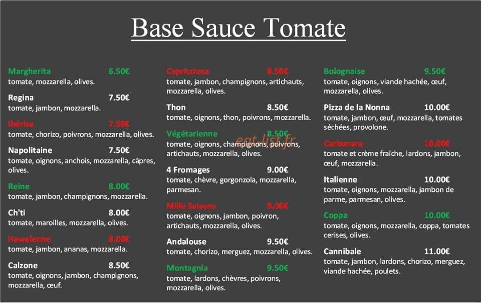 La Pizza de la Nonna — carte page 2