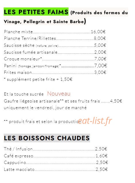 Chez Nico — carte page 1