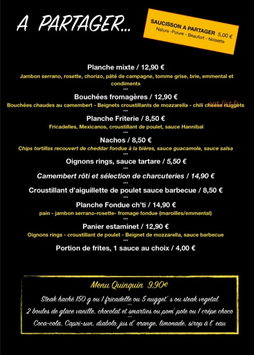 Carte et menu de L'Estaminet à Neuville en Ferrain — A partager