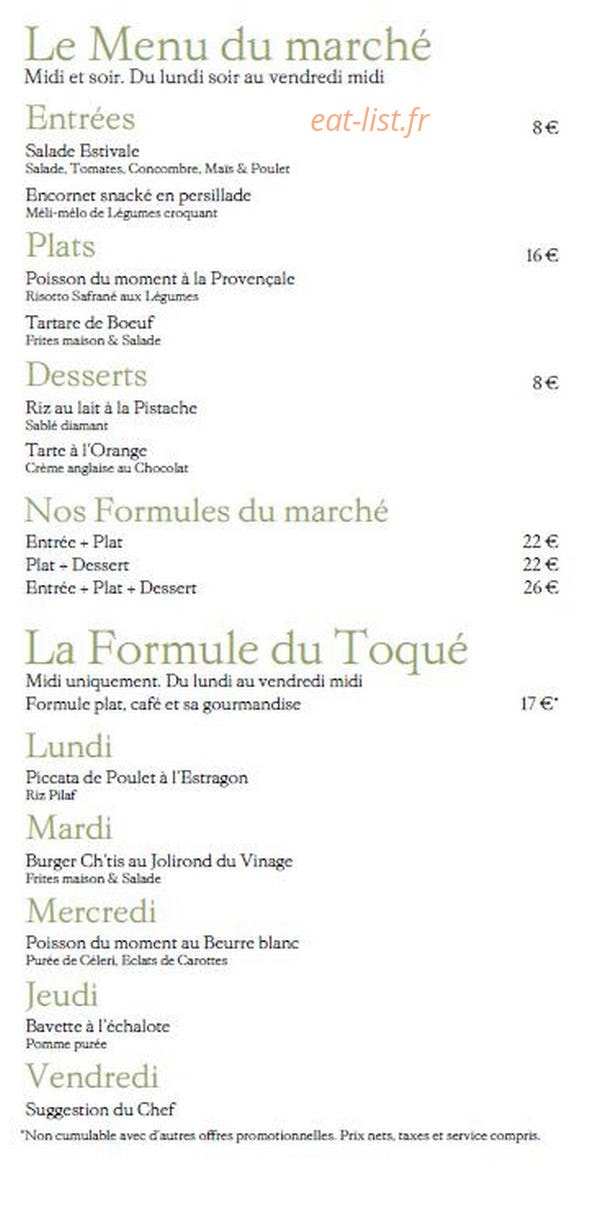Carte et menu de Le Verre Toqué à Neuville en Ferrain — Les menus et formules