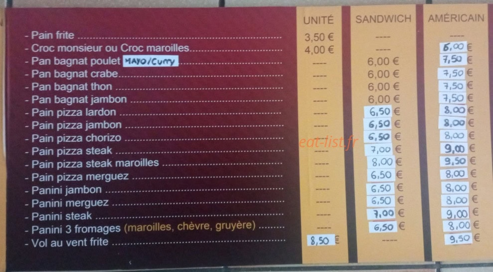 La Frite d'Autrefois — carte page 3