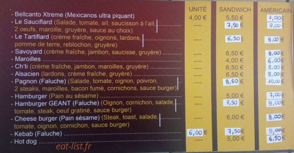 La Frite d'Autrefois — carte page 2
