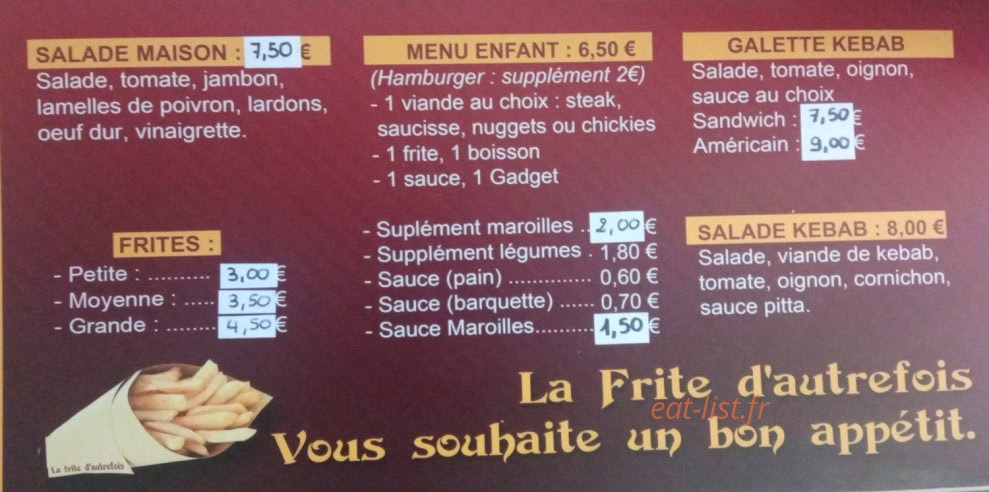 La Frite d'Autrefois — carte page 4