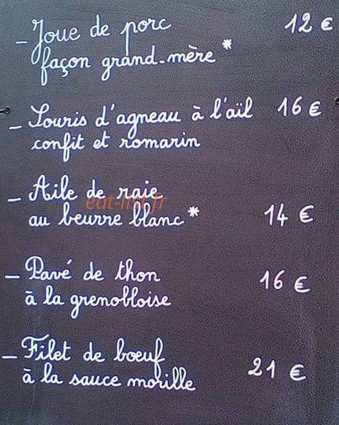 Ô bistrot — carte page 1
