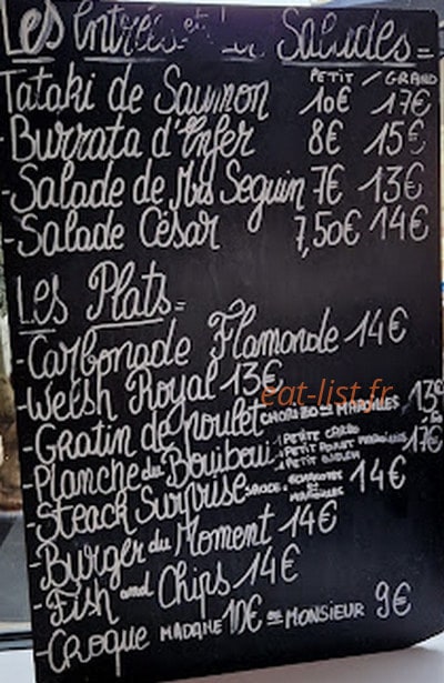 Boui Boui Estaminet — carte page 1