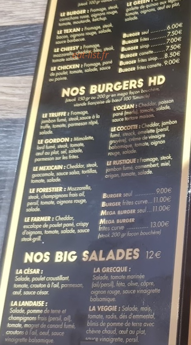 Burger Café — carte page 2